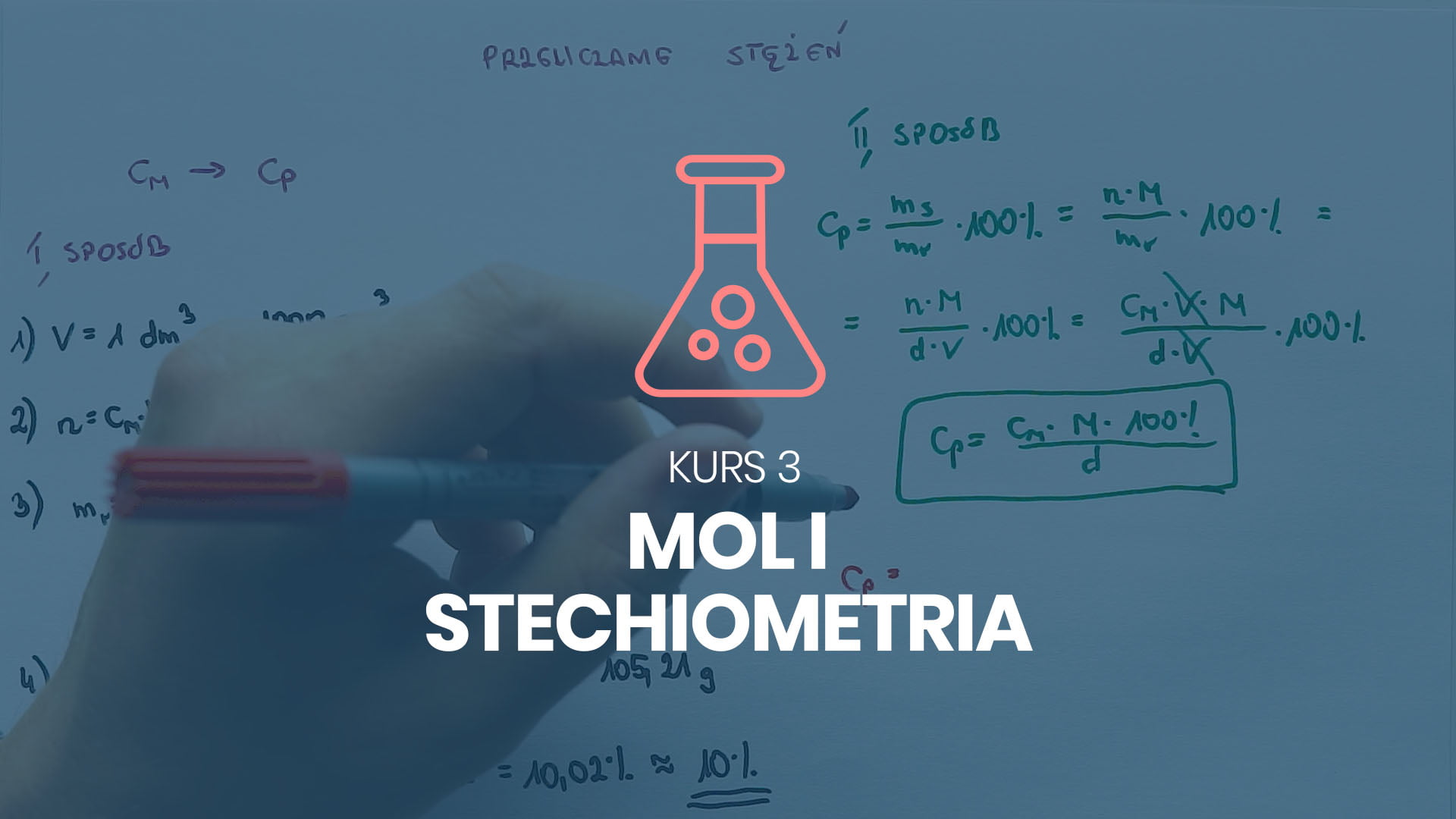 kurs 3 mol stechiometria chemiczna stężenia rozpuszczalność chemia na 100%